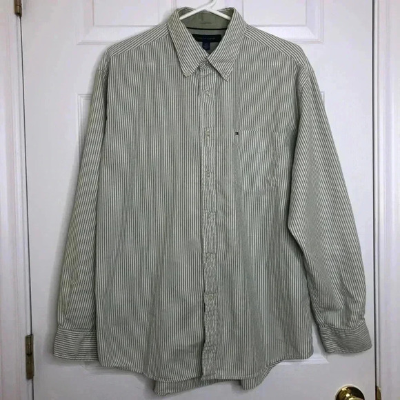 Tommy Hilfiger Dress Shirt Striped Size Large - Picture 1 of 16
